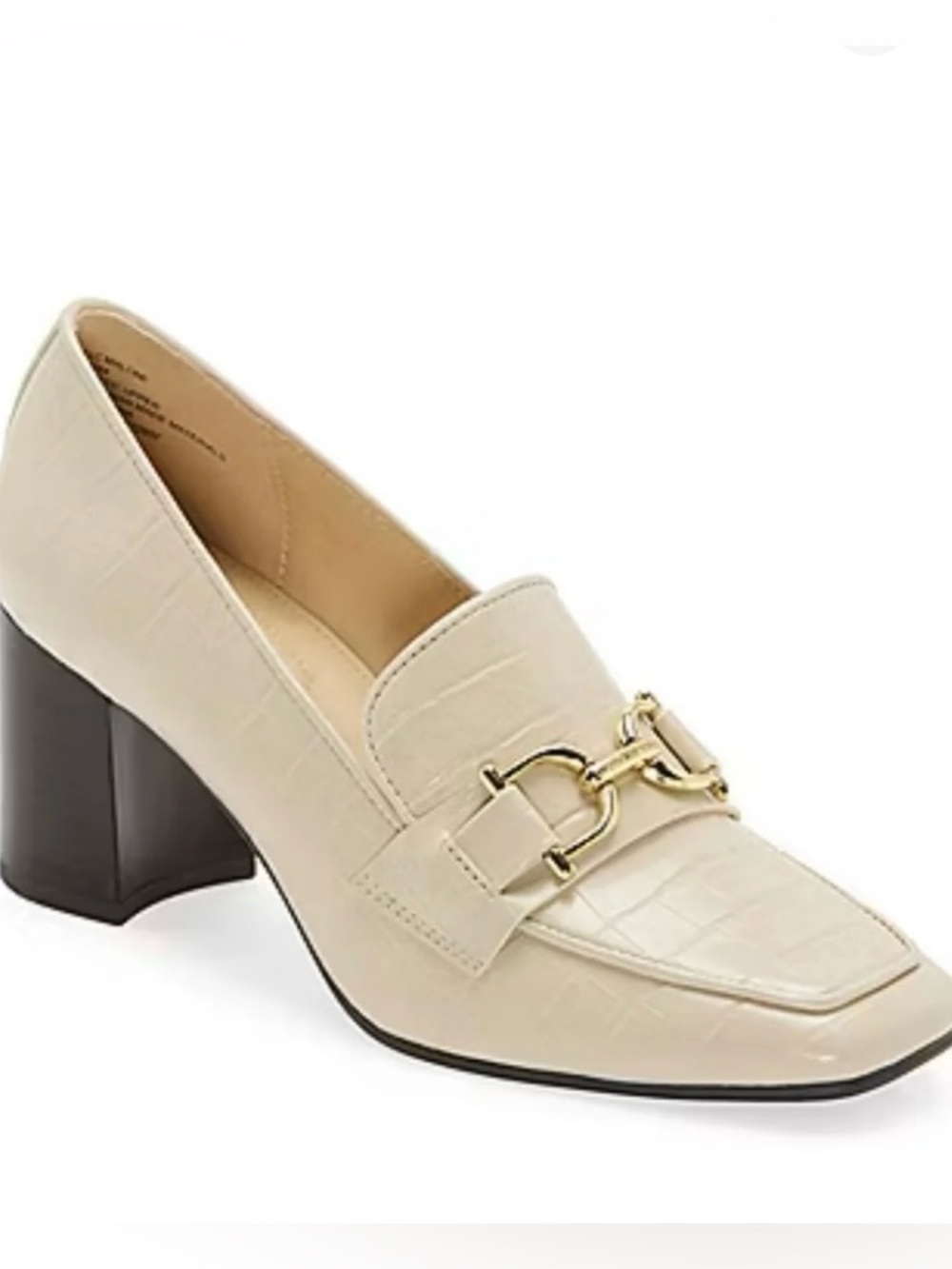 Women’s square toe block heel preppy pumps 9 retro croc texture horsebit Fall